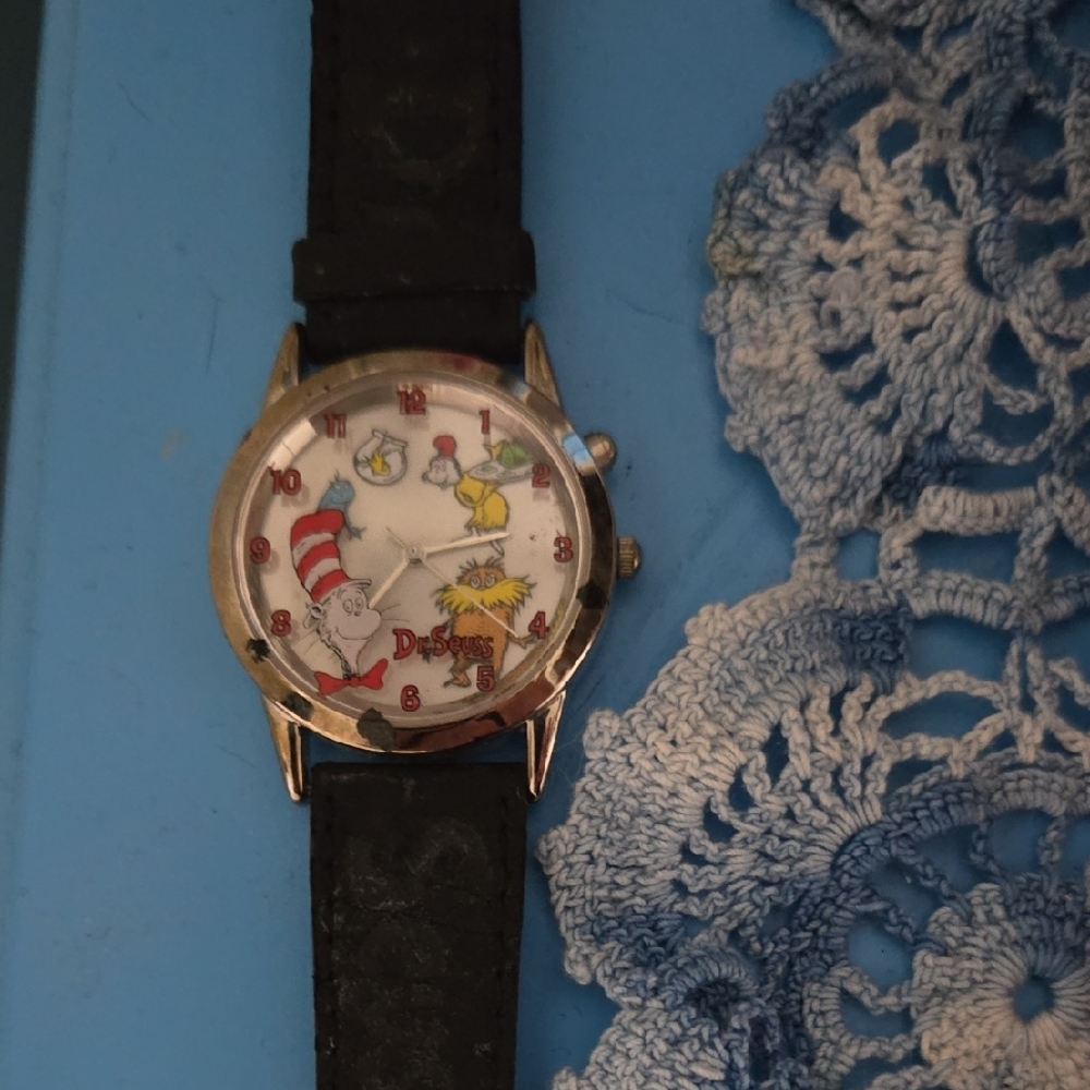 Vintage Rare Dr. Seuss Character Watch with Black Strap